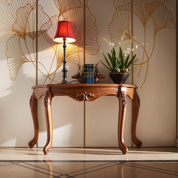 American entrance table black walnut all solid wood semi-round table against the wall foyer retro entrance
American entrance table black walnut all solid wood semi-round table against the wall foyer retro entrance