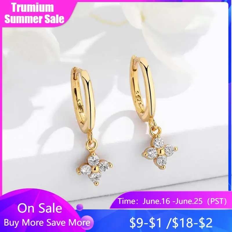 Trumium 100% s925 Sterling Silver Flower Zircon Four Clover Hoop Earrings For Women Wedding Temperament Simple Fine Jewelry
Trumium 100% s925 Sterling Silver Flower Zircon Four Clover Hoop Earrings For Women Wedding Temperament Simple Fine Jewelry