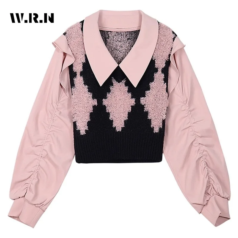2023 Autumn Winter Sweet Vintage Y2K Knitting Long Sleeve Pullovers Korean Fashion Women Patchwork Peter Pan Collar Ladies Sweat
2023 Autumn Winter Sweet Vintage Y2K Knitting Long Sleeve Pullovers Korean Fashion Women Patchwork Peter Pan Collar Ladies Sweat