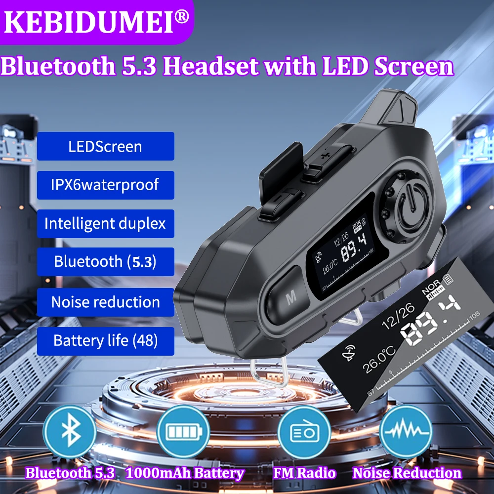 Bluetooth5.3 Helmet Headset 1000mAh LED Screen Wireless Motorcycle Headphone FM Radio Earphone Waterproof Noise Reduction Earbud
Bluetooth5.3 Helmet Headset 1000mAh LED Screen Wireless Motorcycle Headphone FM Radio Earphone Waterproof Noise Reduction Earbud