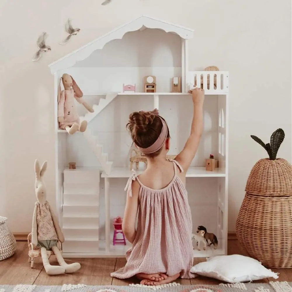 Dollhouse Bookshelf, Wooden Kids Bookshelve Children Doll House Toy Storage 3-Tier Bookcase for Books Gift for Girls Ages 3-7+
Dollhouse Bookshelf, Wooden Kids Bookshelve Children Doll House Toy Storage 3-Tier Bookcase for Books Gift for Girls Ages 3-7+