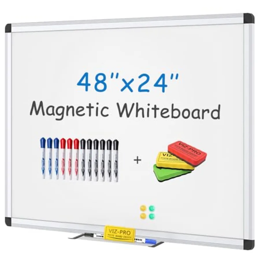 Магнитная доска для записей/сухостираемая доска 48 x 24 дюйма, в комплекте 4 стираителя, 14 маркеров и 4 магнита
Магнитная доска для записей/сухостираемая доска 48 x 24 дюйма, в комплекте 4 стираителя, 14 маркеров и 4 магнита