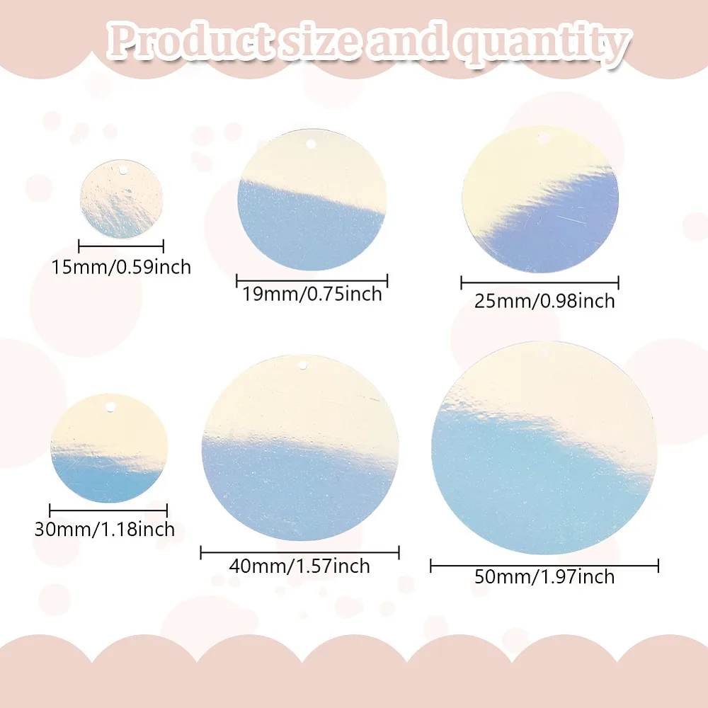 692pcs 6 Styles Iridescent PVC Paillette/Sequins Pendants Flat Round Ornament Accessories Lavender Blush 15~50mm Hole: 1.2mm
692pcs 6 Styles Iridescent PVC Paillette/Sequins Pendants Flat Round Ornament Accessories Lavender Blush 15~50mm Hole: 1.2mm