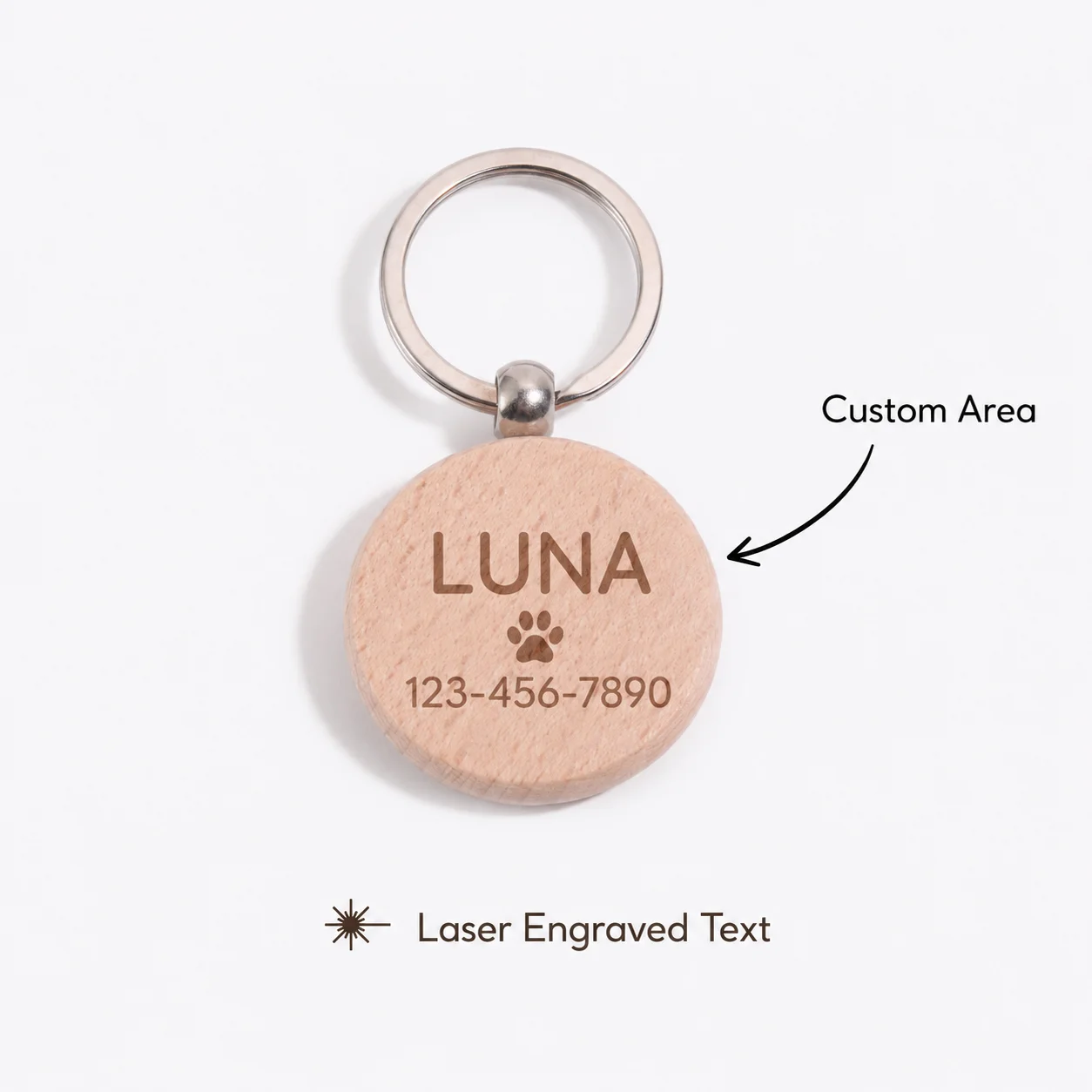 Personalized wooden round dog tag, creative book bag decoration pendant, laser engraved phone and addresses, custom DIY name dog
Personalized wooden round dog tag, creative book bag decoration pendant, laser engraved phone and addresses, custom DIY name dog