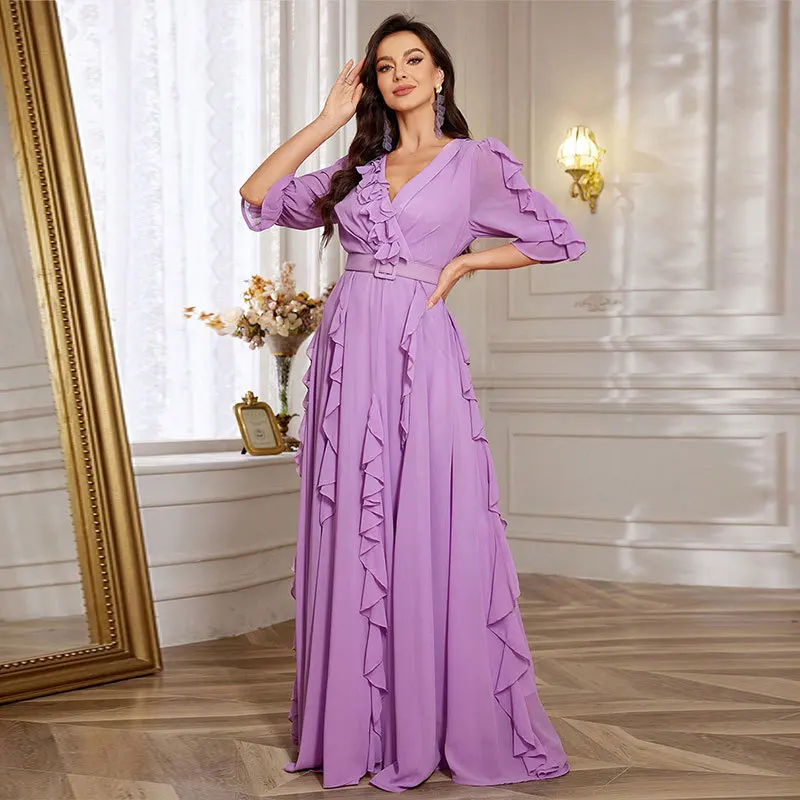 Autumn and winter new fashion temperament dress, European and American gentle style wedding evening dress, new high-end classic
Autumn and winter new fashion temperament dress, European and American gentle style wedding evening dress, new high-end classic