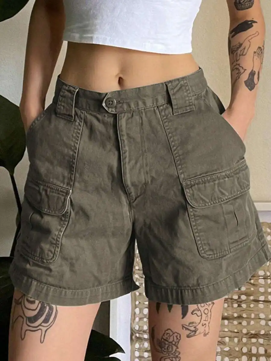 Women Cargo Shorts Casual Summer High Waisted Button Up Cotton Comfortable With Pockets
Women Cargo Shorts Casual Summer High Waisted Button Up Cotton Comfortable With Pockets