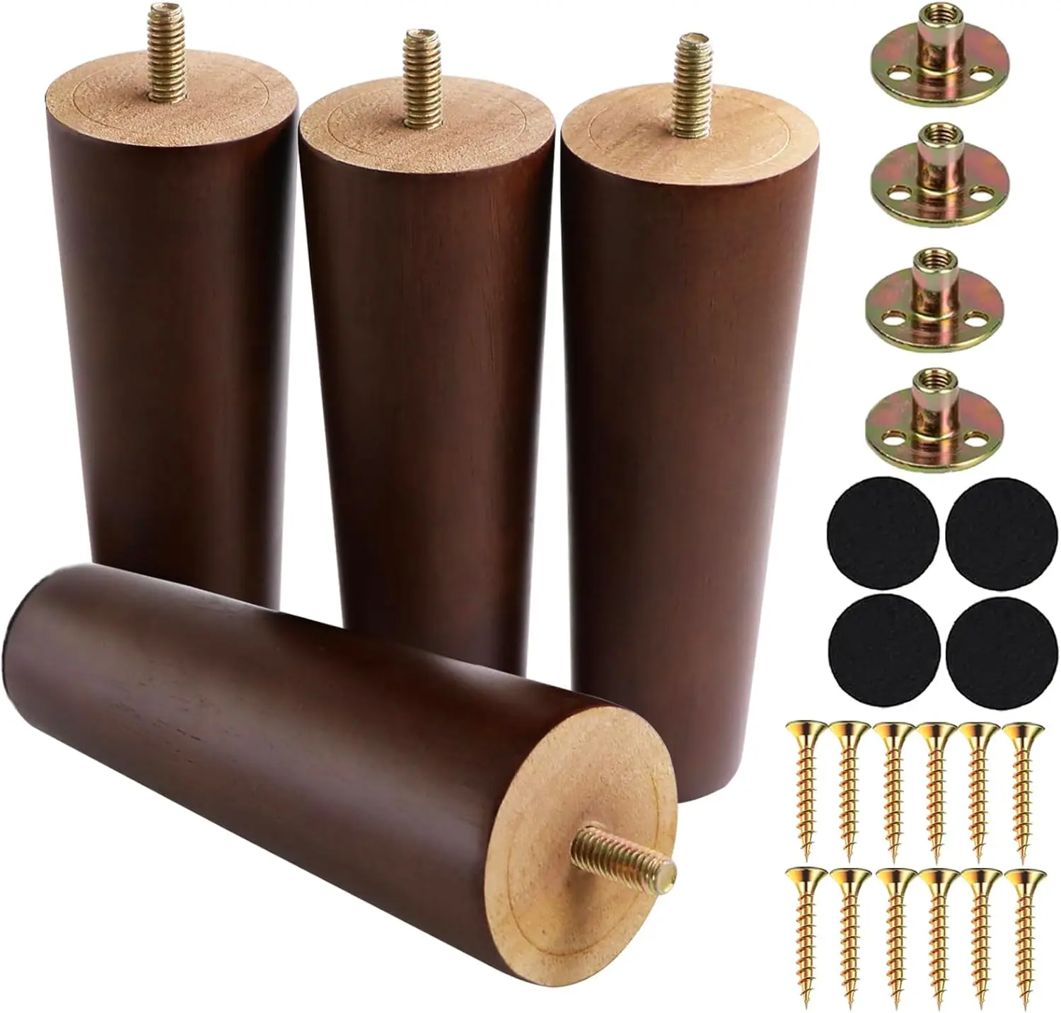 6 Inches Round Solid Wood Furniture Legs Set of 4, Brown Replacement Feet with Threaded 5/16'' Hanger Bolts for Sofa, Couch, Armchair, Cabinet, TV Stand, Ottoman and Dresser
6 Inches Round Solid Wood Furniture Legs Set of 4, Brown Replacement Feet with Threaded 5/16'' Hanger Bolts for Sofa, Couch, Armchair, Cabinet, TV Stand, Ottoman and Dresser