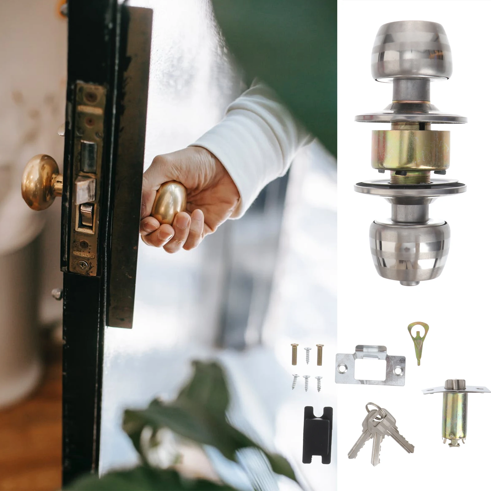 Stainless Steel Spherical Lock Single Tongue Bathroom Bedroom Door Lock Smooth Knob Rotation Durable Home Room Hardware
Stainless Steel Spherical Lock Single Tongue Bathroom Bedroom Door Lock Smooth Knob Rotation Durable Home Room Hardware