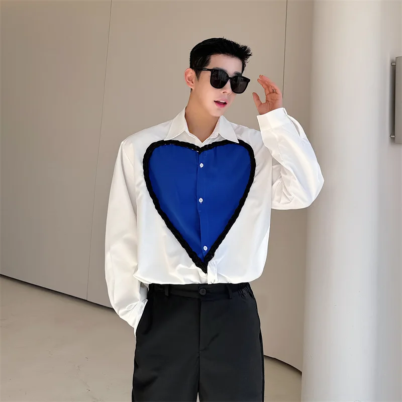 Retro Knitted Blue Heart Design Men's Long Sve irt Loose Fit Casual High End Feeling ular Internet Red irt
Retro Knitted Blue Heart Design Men's Long Sve irt Loose Fit Casual High End Feeling ular Internet Red irt