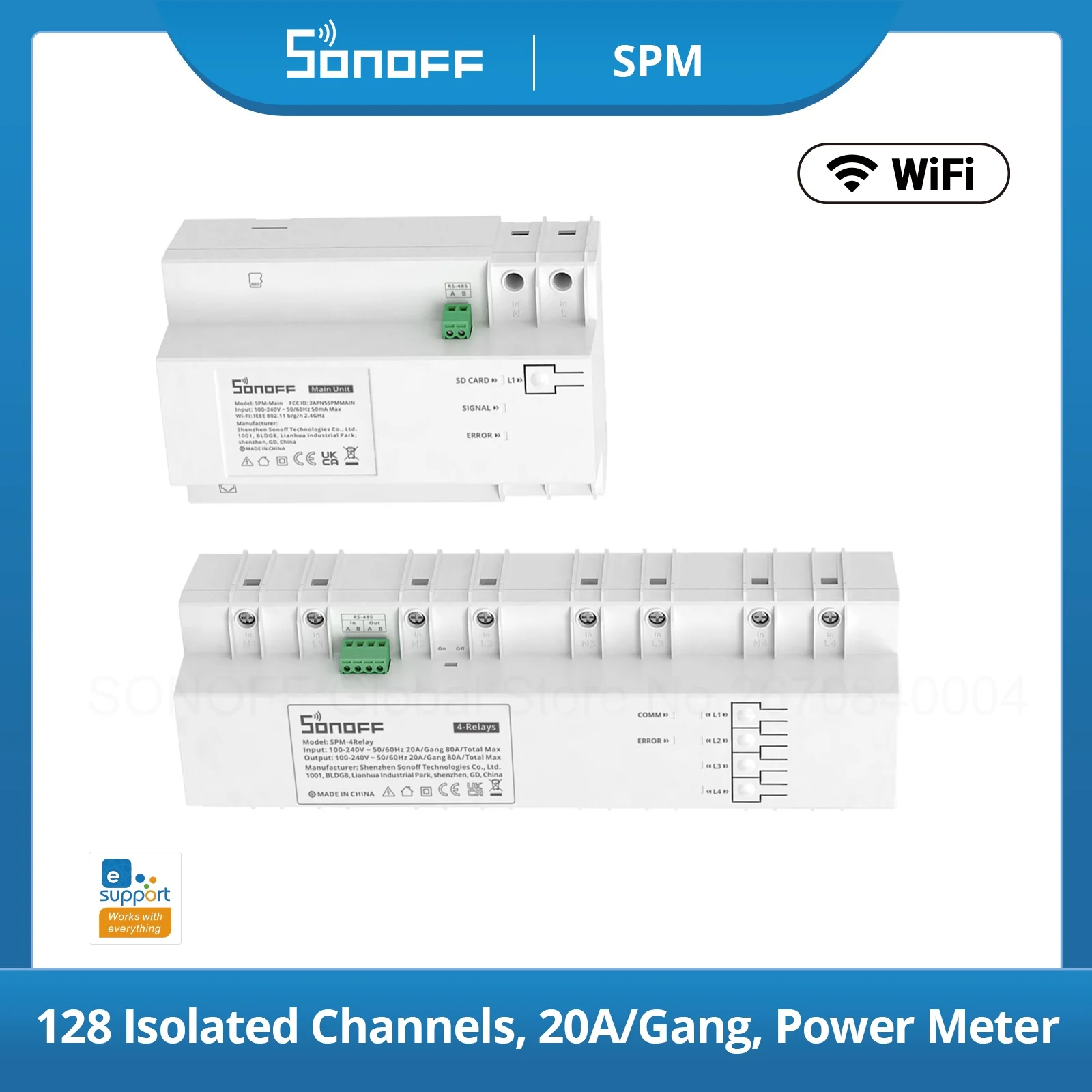 SONOFF SPM Main 4Relay Smart Stackable Power Meter 20A/Gang Overload Protection Energy Consumption Monitoring Support SD Card
SONOFF SPM Main 4Relay Smart Stackable Power Meter 20A/Gang Overload Protection Energy Consumption Monitoring Support SD Card