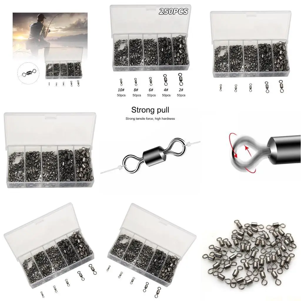 U2JB 250pcs High Strength Fishing Connectors Swivels Rolling Fishing Swivels Replacement Fishing Tackeles Line Connector
U2JB 250pcs High Strength Fishing Connectors Swivels Rolling Fishing Swivels Replacement Fishing Tackeles Line Connector