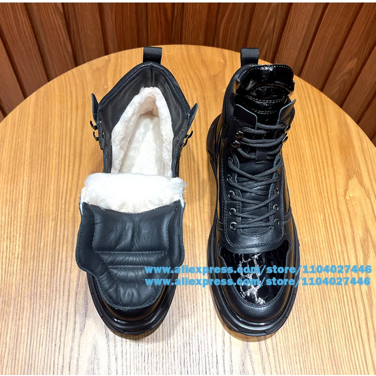 Black Leather Snow Boots for Men Winter Sheepskin Fur Integrated Warm Plush Thick Cotton Boot Trendy Luxury Handmade Men Boots
Black Leather Snow Boots for Men Winter Sheepskin Fur Integrated Warm Plush Thick Cotton Boot Trendy Luxury Handmade Men Boots