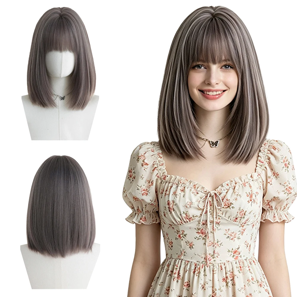 Fashion Straight Bob Wig For Asian Women Ash Gray Synthetic Hair With Bangs Versatile Wig For Daily Date Party Anime Cosplay Use
Fashion Straight Bob Wig For Asian Women Ash Gray Synthetic Hair With Bangs Versatile Wig For Daily Date Party Anime Cosplay Use
