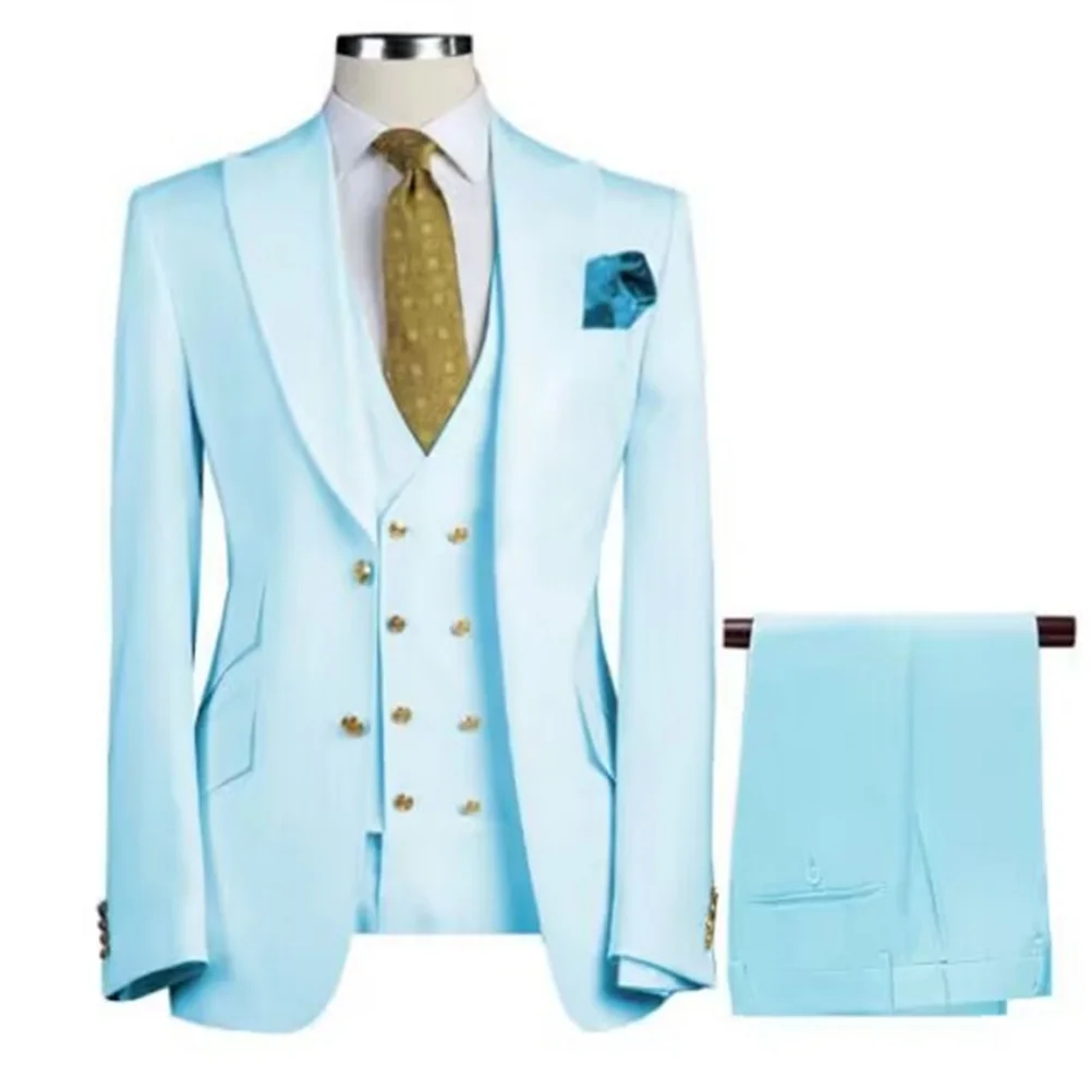 Men's Prom Suits for Men Slim Fit Groom Wedding Tuxedos Peak Lapel Business Formal Party Male Blazer Vest Pants 3 Piece Costume 
Men's Prom Suits for Men Slim Fit Groom Wedding Tuxedos Peak Lapel Business Formal Party Male Blazer Vest Pants 3 Piece Costume