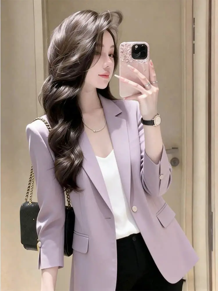 Purple Elegant Casual Style Women's Suit Jacket Spring 2026 New Arrival High-End Feel Straight Tube Shape Breathable Fashion Top
Purple Elegant Casual Style Women's Suit Jacket Spring 2026 New Arrival High-End Feel Straight Tube Shape Breathable Fashion Top