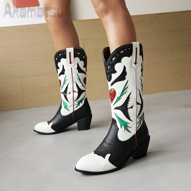 Embroider Totem Print Knight Boots Chunky High Heels Mixed Color Retro Style Combat Boots Women Shoes 2023 Zapatos Para Mujere
Embroider Totem Print Knight Boots Chunky High Heels Mixed Color Retro Style Combat Boots Women Shoes 2023 Zapatos Para Mujere