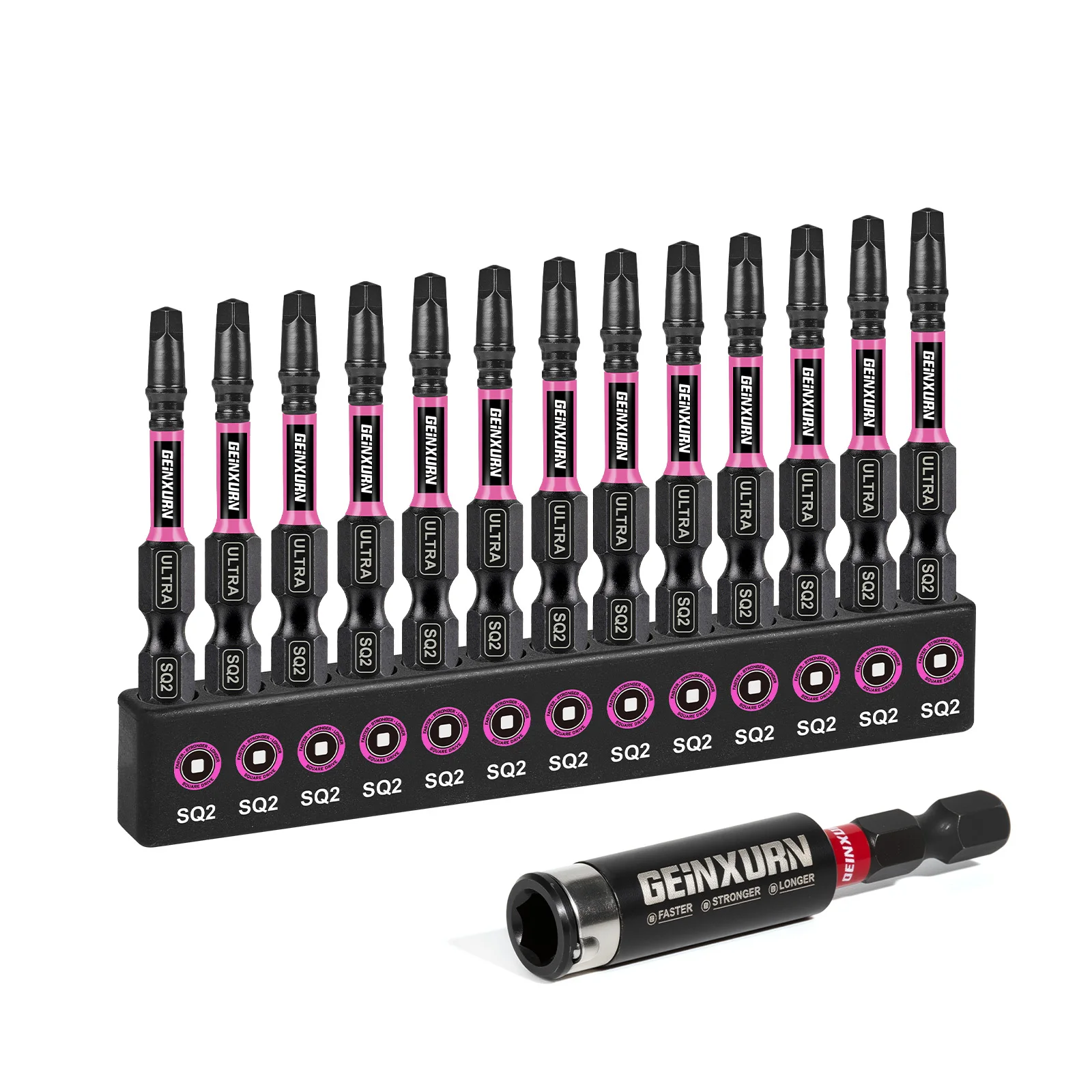 Geinxurn Impact #2 Square Screwdriver Bits Set, 2” Magnetic S2 Steel Bits Set and Impact Bit Holder with Color Coded Base
Geinxurn Impact #2 Square Screwdriver Bits Set, 2” Magnetic S2 Steel Bits Set and Impact Bit Holder with Color Coded Base