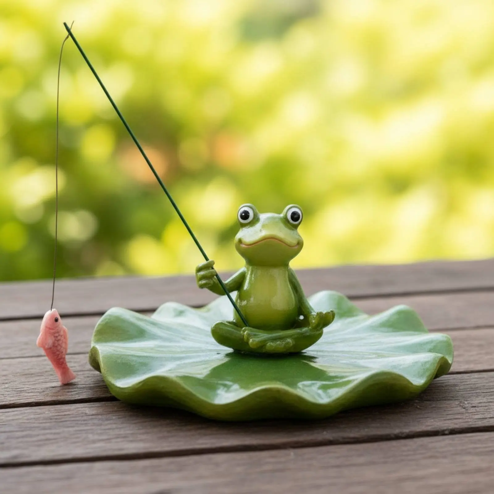Buoyant Fishing Frog Statue Resin Craft Frog on Pond Plant Pad Figurine for Pond, Aquatic Creature Fishbowl
Buoyant Fishing Frog Statue Resin Craft Frog on Pond Plant Pad Figurine for Pond, Aquatic Creature Fishbowl