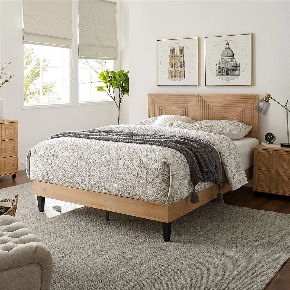 Mid Century Modern Solid Wood Platform Bed,King Size Bed Frame with Adjustable Height Headboard, Wood Slat Support Bed Frame
Mid Century Modern Solid Wood Platform Bed,King Size Bed Frame with Adjustable Height Headboard, Wood Slat Support Bed Frame