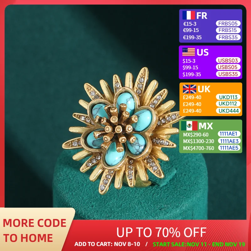 Luxury Gold Color Crushed Arrow Natural Stone Flower Vintage Rings for Woman Party Gift Antique Jewelry Korean Designer Open
Luxury Gold Color Crushed Arrow Natural Stone Flower Vintage Rings for Woman Party Gift Antique Jewelry Korean Designer Open