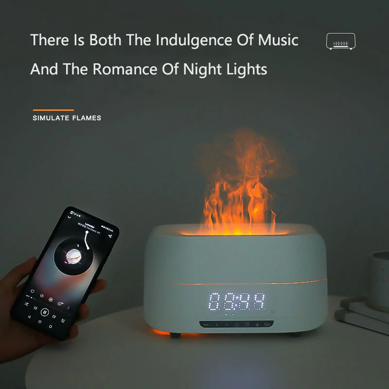 Desktop Ambient Lighting, Flame Aroma Humidifier 400ML with Bluetooth Speaker, Clock, Alarm Clock, for Office and Home
Desktop Ambient Lighting, Flame Aroma Humidifier 400ML with Bluetooth Speaker, Clock, Alarm Clock, for Office and Home