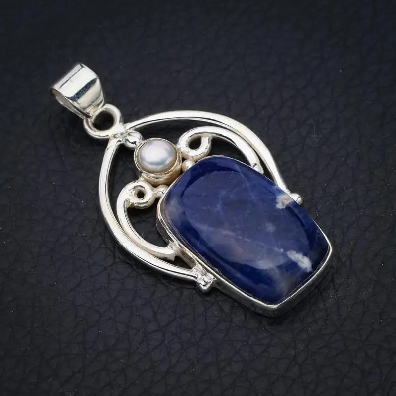 Hesy® Natural Sodalite River PearlHandmade 925 Sterling Silver Pendant 1.75" F4996
Hesy® Natural Sodalite River PearlHandmade 925 Sterling Silver Pendant 1.75" F4996