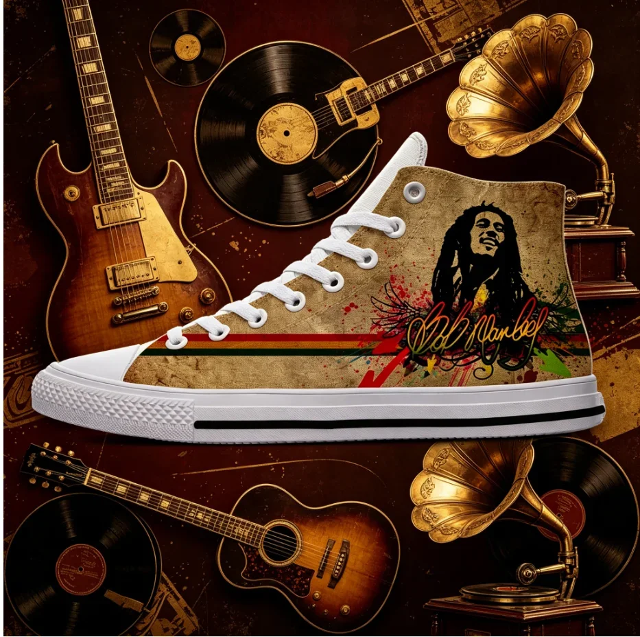 Bob Marley Music Album High Top Casual Shoes Full Coverage Print Soft Sole Unisex Walking Sneakers
Bob Marley Music Album High Top Casual Shoes Full Coverage Print Soft Sole Unisex Walking Sneakers