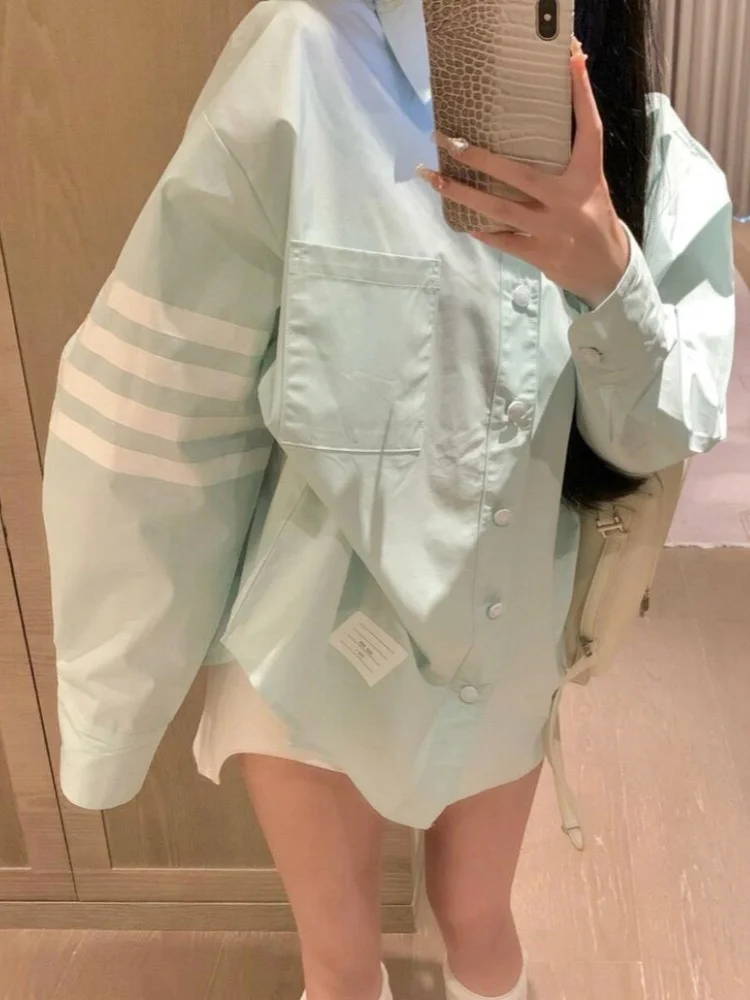 Tag Applique Striped Sleeve Oversized Shirts New Spring High Street Fashion Single Breasted Long Sleeve Loose Women Men Y2K Tops
Tag Applique Striped Sleeve Oversized Shirts New Spring High Street Fashion Single Breasted Long Sleeve Loose Women Men Y2K Tops