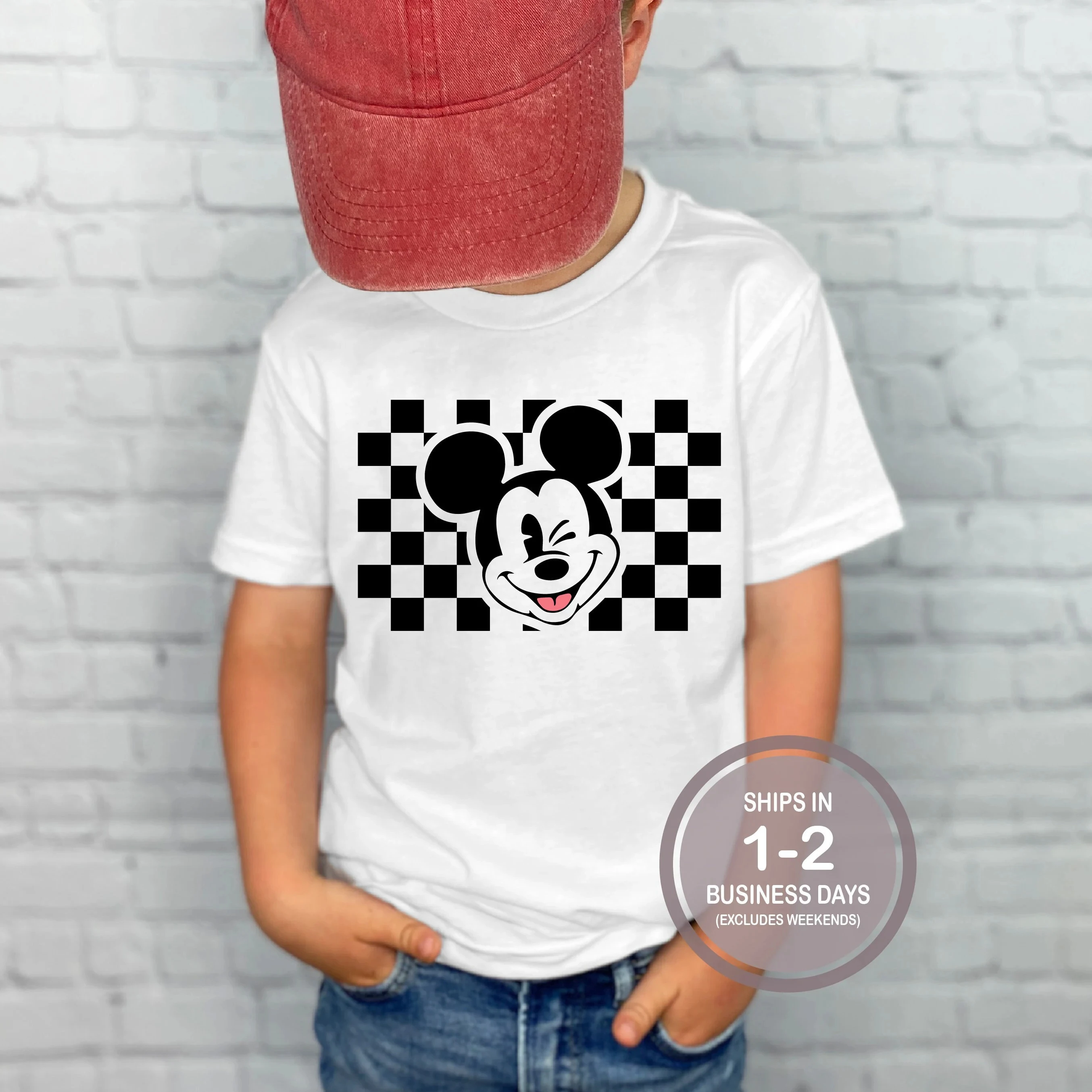 Children's Classic Plaid Winking Mickey Mouse Cotton T-shirt Mickey Youth Disney Short-sleeved Tops Boys Girls Disney Shirt
Children's Classic Plaid Winking Mickey Mouse Cotton T-shirt Mickey Youth Disney Short-sleeved Tops Boys Girls Disney Shirt