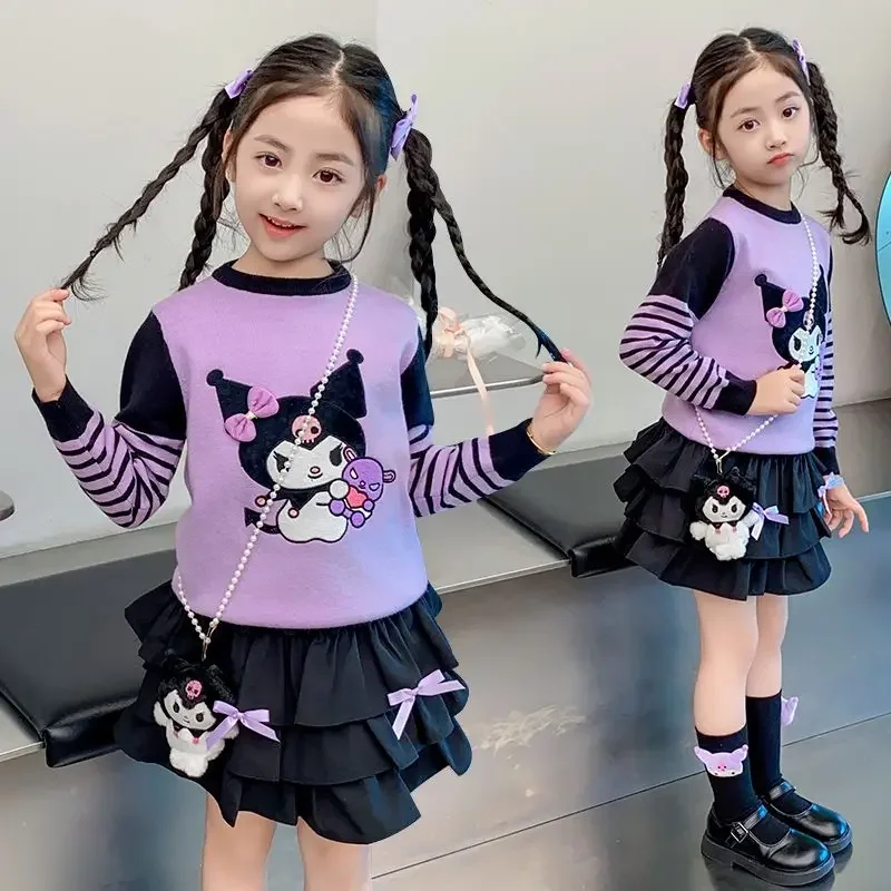 Kuromi Anime Kawaii Sanrio Fashion Warm Sweater Skirt Set Spring Autumn Children Hooded Two-piece Set Clothing Gifts for Kids
Kuromi Anime Kawaii Sanrio Fashion Warm Sweater Skirt Set Spring Autumn Children Hooded Two-piece Set Clothing Gifts for Kids