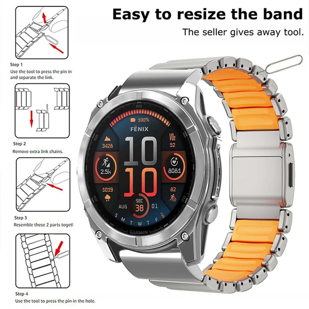 26mm Titanium Band for Garmin Watch Fenix 8 7X Pro Tactix 7 EPIX Pro 51mm Enduro 3 2X Instinct 3 2X 50mm Quick Fit Strap
26mm Titanium Band for Garmin Watch Fenix 8 7X Pro Tactix 7 EPIX Pro 51mm Enduro 3 2X Instinct 3 2X 50mm Quick Fit Strap