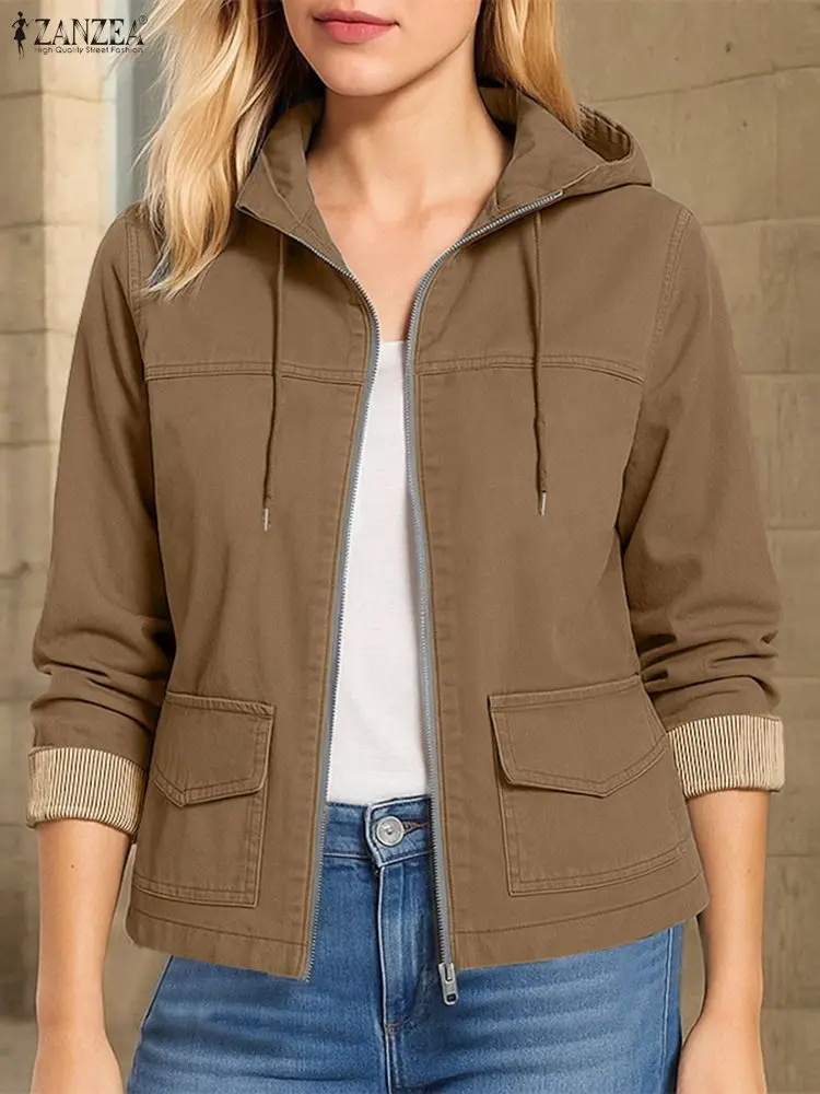 ZANZEA 2025 женские куртки на молнии с капюшоном, осенние повседневные пальто в полоску с манжетами и длинными рукавами, накладные карманы, рабочая одежда-карго, S-3XL
ZANZEA 2025 женские куртки на молнии с капюшоном, осенние повседневные пальто в полоску с манжетами и длинными рукавами, накладные карманы, рабочая одежда-карго, S-3XL