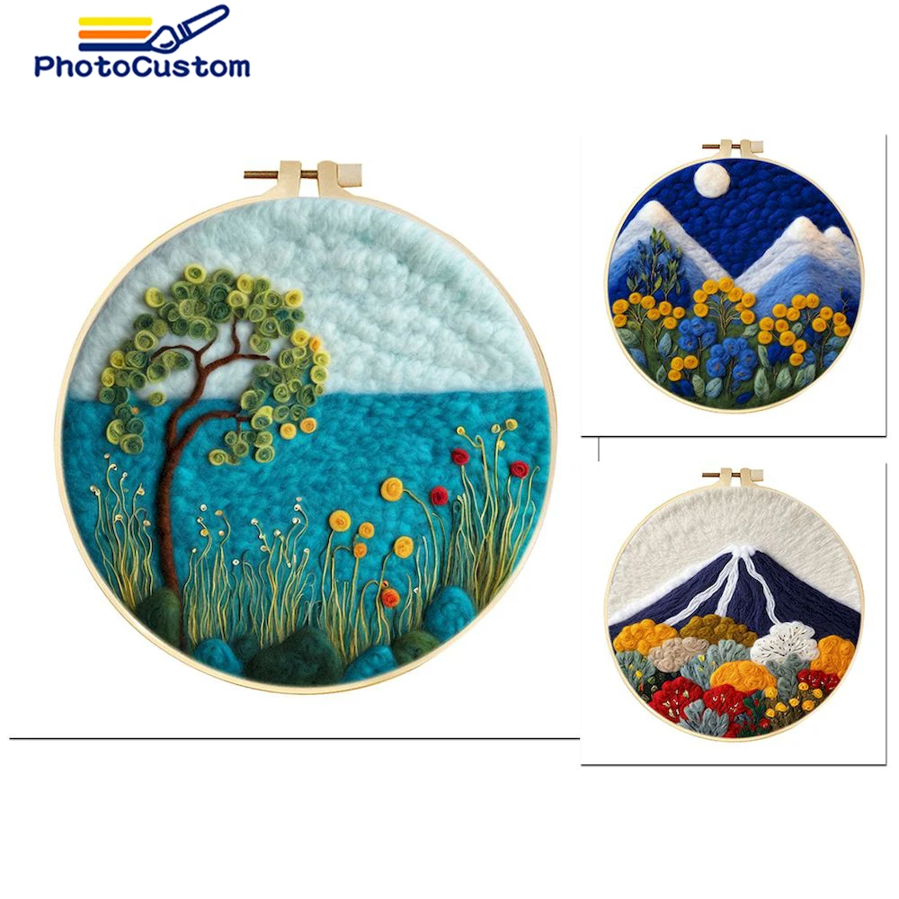 PhotoCustom 20x20cm Frame Wool Felting Painting DIY Wool Embroidery Kit Landscape Funny Wool Needle Felt Kit Craft Painting Gift
PhotoCustom 20x20cm Frame Wool Felting Painting DIY Wool Embroidery Kit Landscape Funny Wool Needle Felt Kit Craft Painting Gift