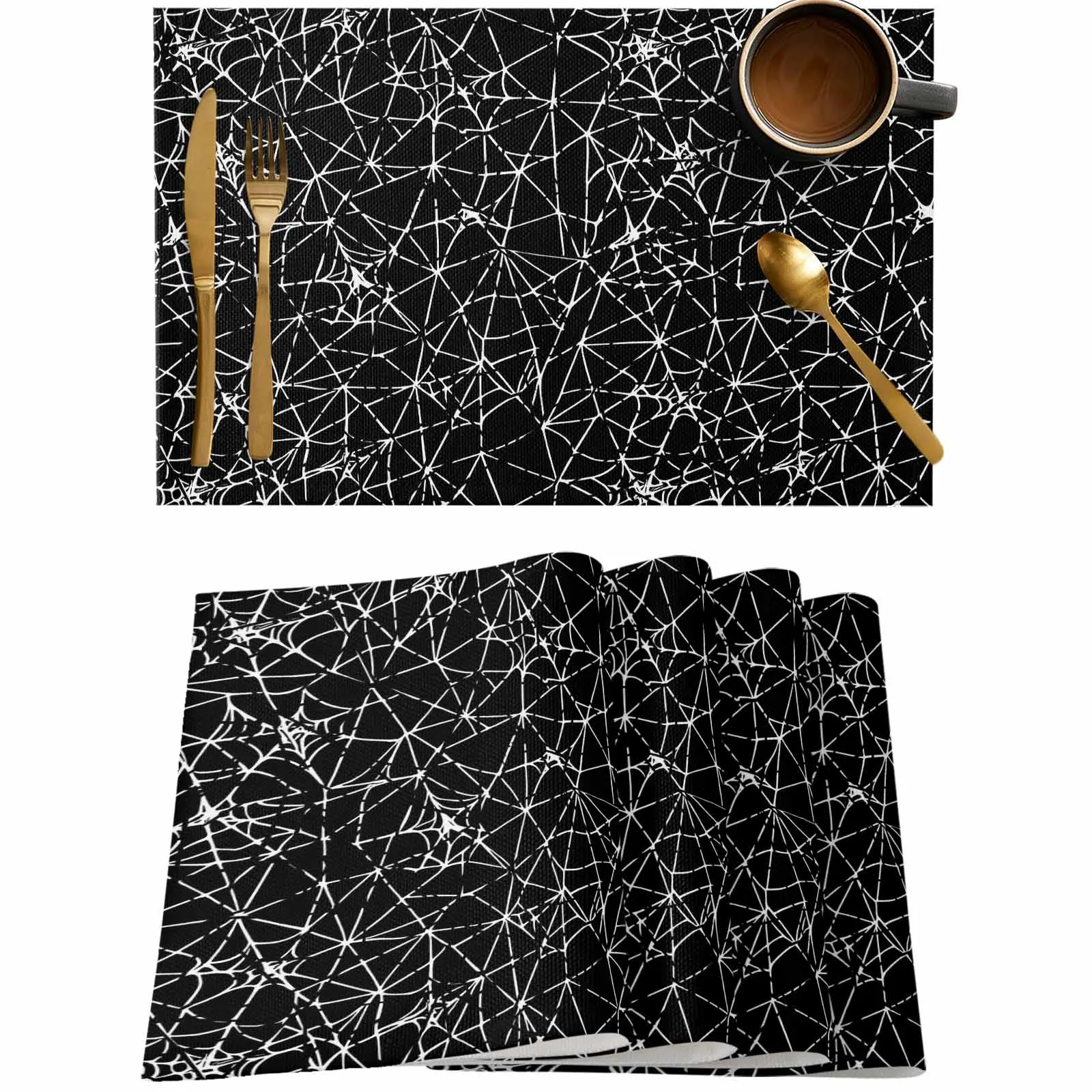4/6 Pcs Modern Halloween Web Lines Placemat Wedding Party Dining Decor Linen Table Mat Kitchen Accessories
4/6 Pcs Modern Halloween Web Lines Placemat Wedding Party Dining Decor Linen Table Mat Kitchen Accessories