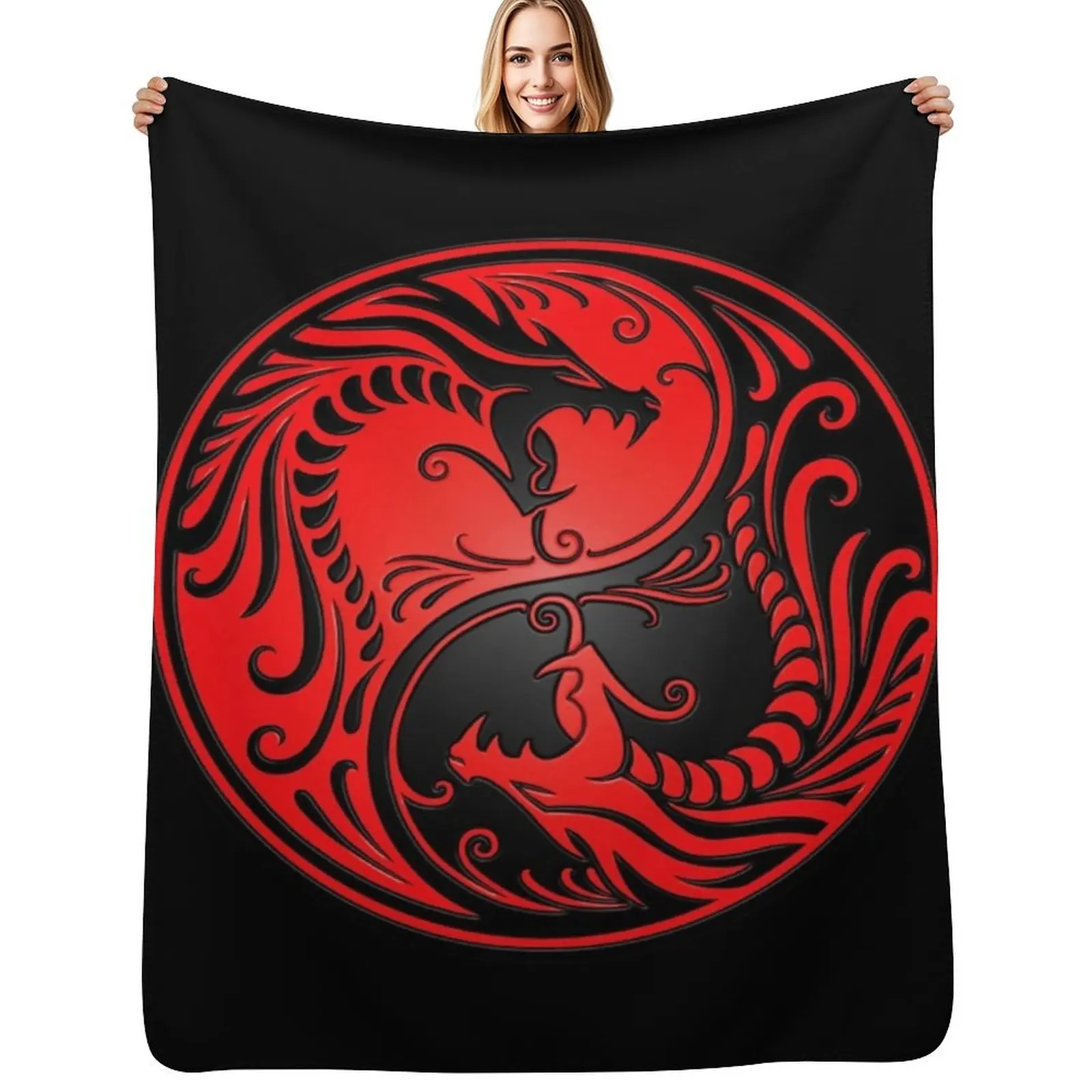 Yin Yang Dragons Red and Black Throw Blanket Compact Warm Blanket for Car Road Trip
Yin Yang Dragons Red and Black Throw Blanket Compact Warm Blanket for Car Road Trip