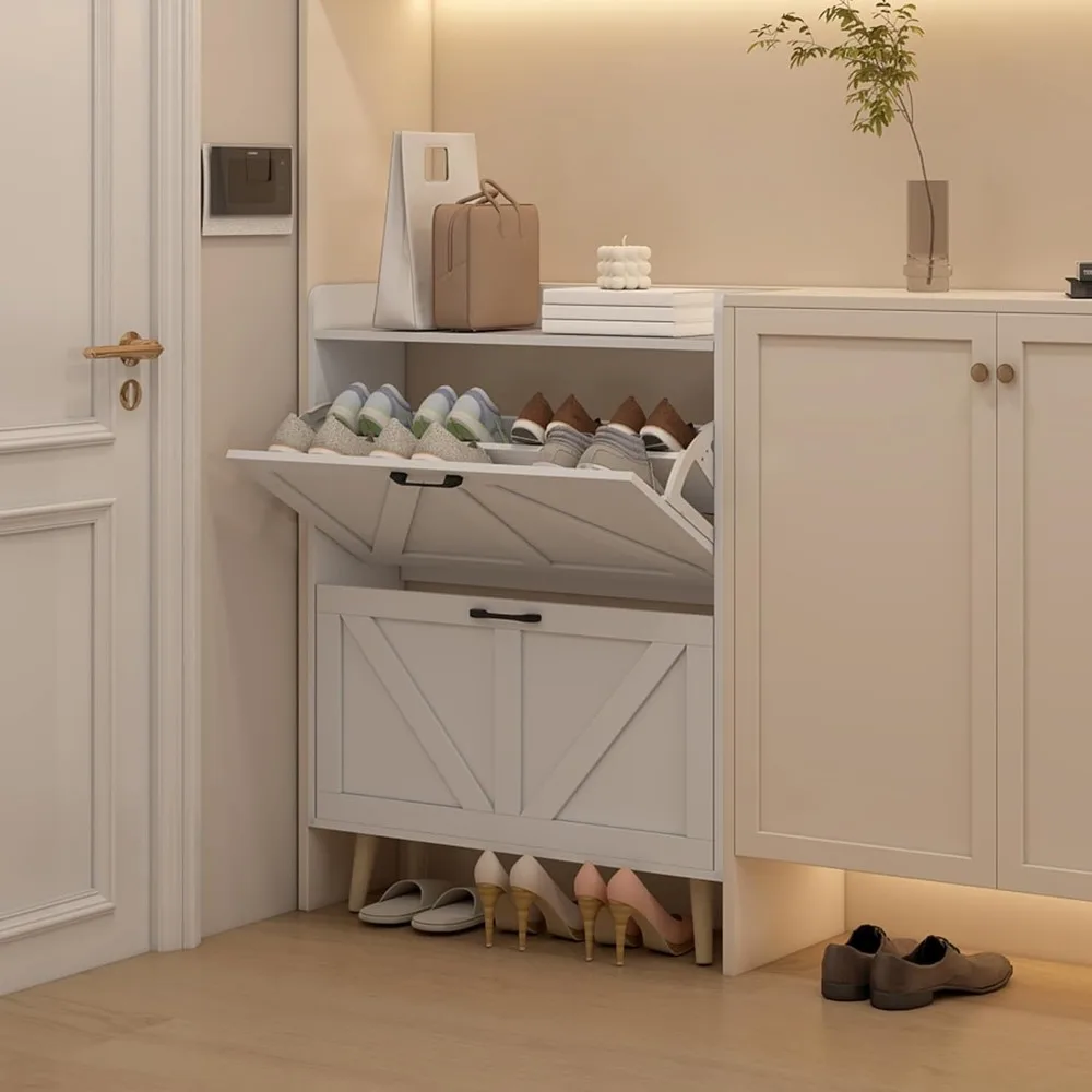 Shoe Storage Cabinet with 2 Flip Drawers, Large Shoe Organizer Cabinet Hidden Rack Cabinet for Entryway with Wooden Legs,White
Shoe Storage Cabinet with 2 Flip Drawers, Large Shoe Organizer Cabinet Hidden Rack Cabinet for Entryway with Wooden Legs,White