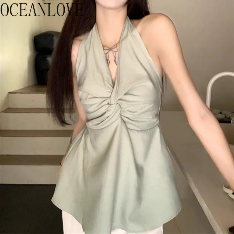 OCEANLOVE Backless Sexy T Shirt for Women Halter Spring Summer Solid Ropa De Mujer Korean Fashion Retro Simple Tank Tops
OCEANLOVE Backless Sexy T Shirt for Women Halter Spring Summer Solid Ropa De Mujer Korean Fashion Retro Simple Tank Tops