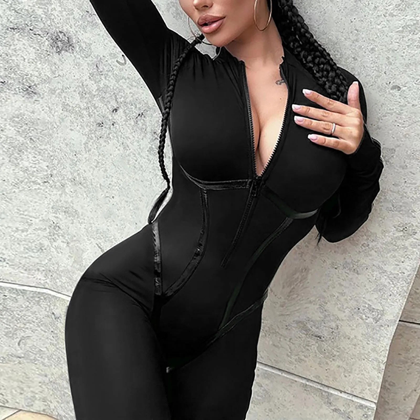 2024 Black Sexy Skinny Jumpsuit Women Overalls Sexy Streetwear Long Sleeve Zipper Sporty Jumpsuits Ladies Fashion Rompers
2024 Black Sexy Skinny Jumpsuit Women Overalls Sexy Streetwear Long Sleeve Zipper Sporty Jumpsuits Ladies Fashion Rompers