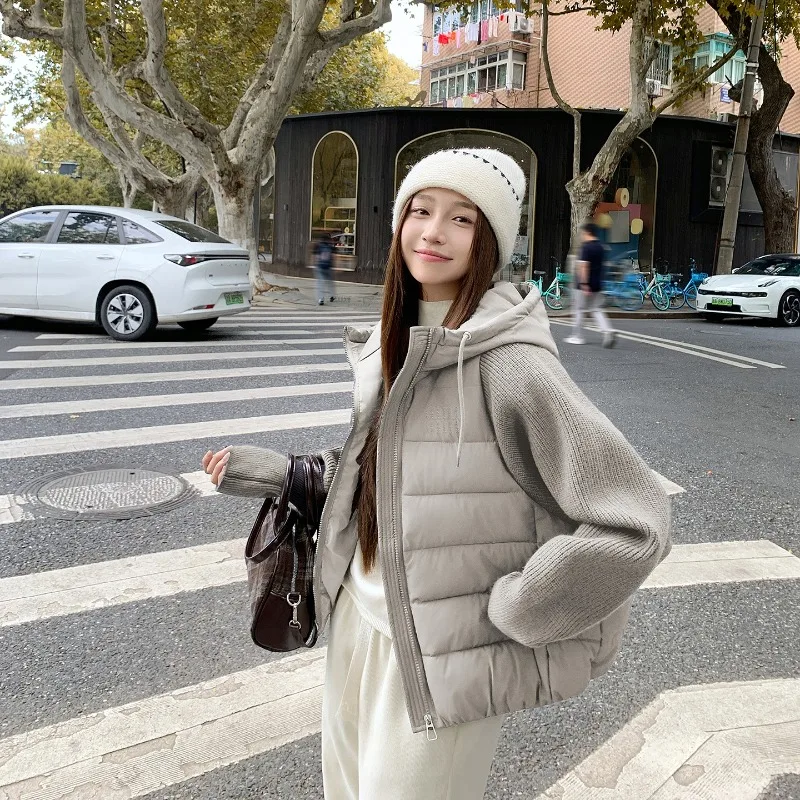 Knitted Splicing Down Cotton Clothes Short Hooded Fake Two Pieces 2026 Winter Korean Version Loose Coat Parka Female Jacket
Knitted Splicing Down Cotton Clothes Short Hooded Fake Two Pieces 2026 Winter Korean Version Loose Coat Parka Female Jacket