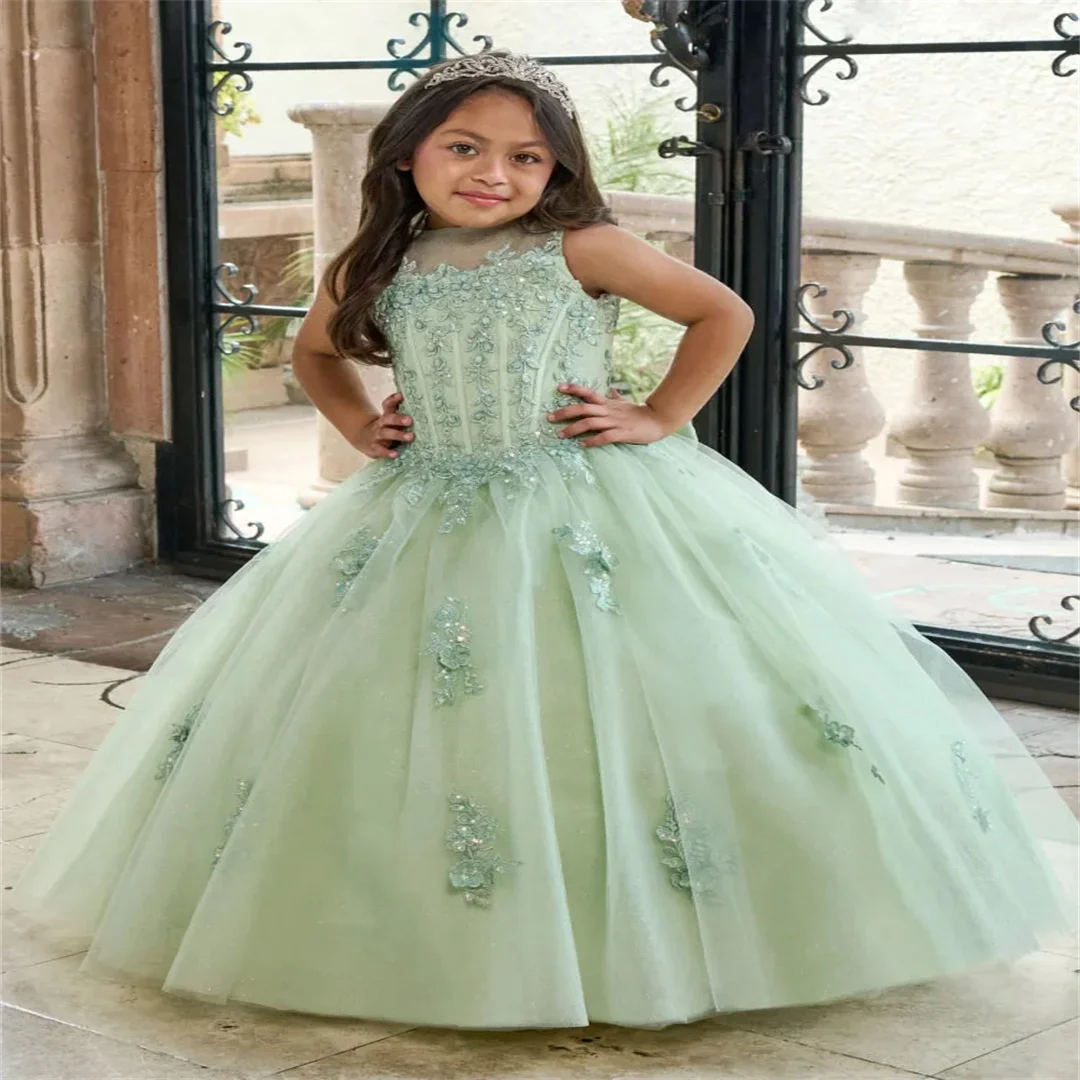 Flower Girls Dresses Green Tulle Flory Appliques With Bow Sleeveless For Wedding Birthday Party Banquet Holy Communion
Flower Girls Dresses Green Tulle Flory Appliques With Bow Sleeveless For Wedding Birthday Party Banquet Holy Communion