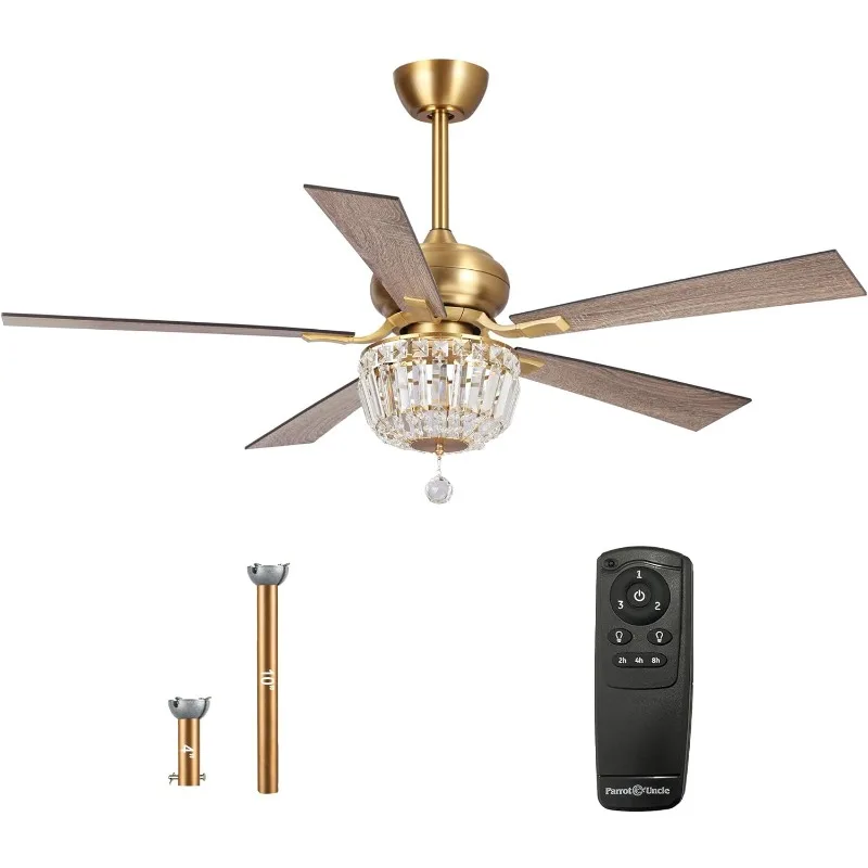 Parrot Uncle Ceiling Fans with Lights and Remote 52 Inch Gold Ceiling Fan with Light for Bedroom Crystal Chandelier Fans
Parrot Uncle Ceiling Fans with Lights and Remote 52 Inch Gold Ceiling Fan with Light for Bedroom Crystal Chandelier Fans