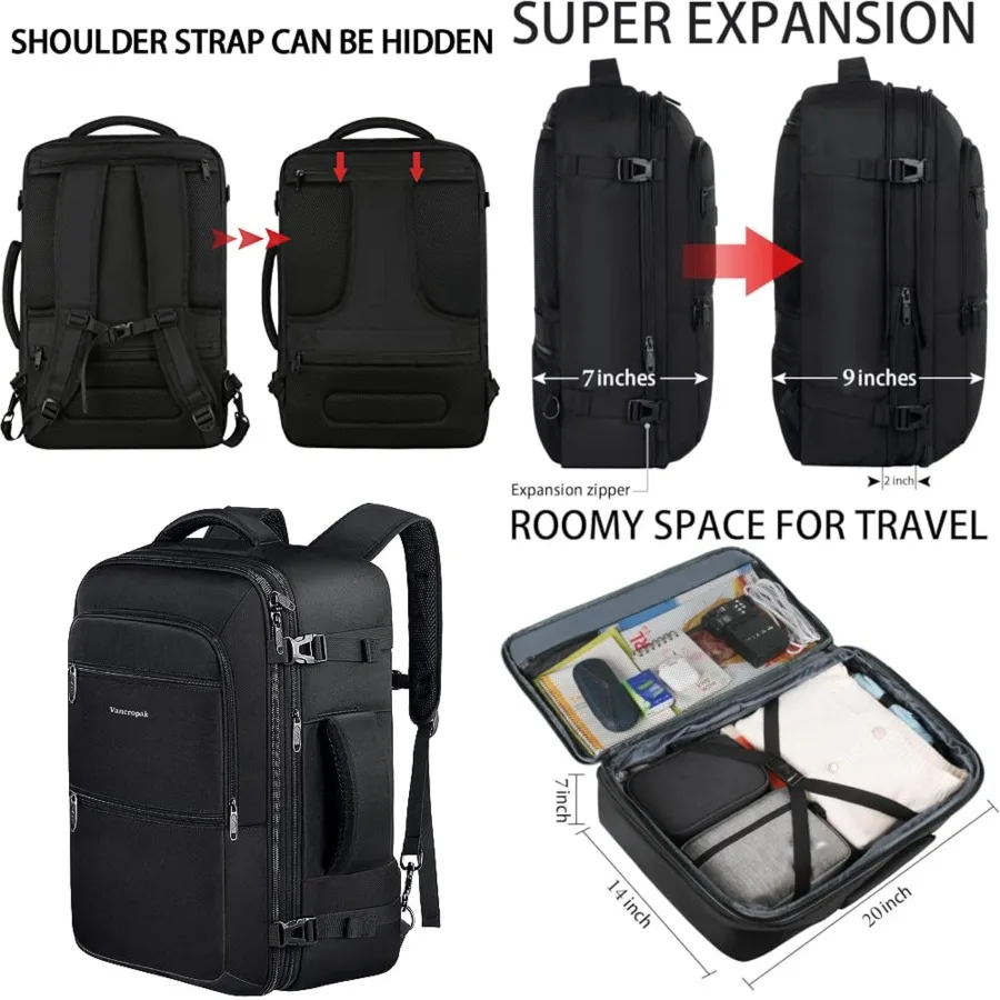 Carry On Backpack, 45L Expandable Extra Travel Backpack, Flight Approved Water Resistant Luggage Suitcase Daypack, Lightweight
Carry On Backpack, 45L Expandable Extra Travel Backpack, Flight Approved Water Resistant Luggage Suitcase Daypack, Lightweight