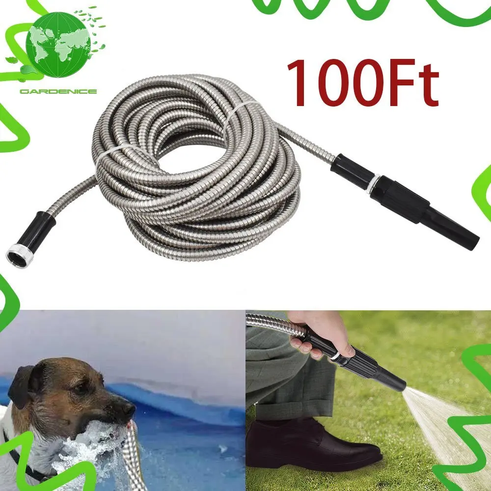NEW 100FT Stainless Steel Metal Garden Water Hose Pipe Flexible Lightweight
NEW 100FT Stainless Steel Metal Garden Water Hose Pipe Flexible Lightweight