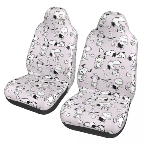 Snoopys Cartoon Dog 2 Front Car Seat Covers for Cars Truck Sedan SUV Breathable Automotive Seats Cover