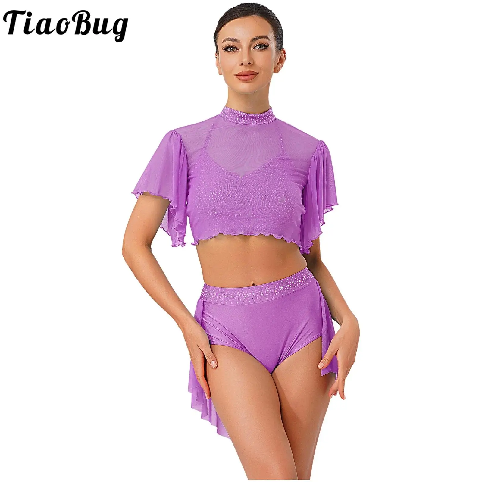Women Lyrical Ballet Dance Costumes Backless Camisole Crop Tops Irregular Skirt Shorts for Ballet Dance Class Stage Showing Wear
Women Lyrical Ballet Dance Costumes Backless Camisole Crop Tops Irregular Skirt Shorts for Ballet Dance Class Stage Showing Wear