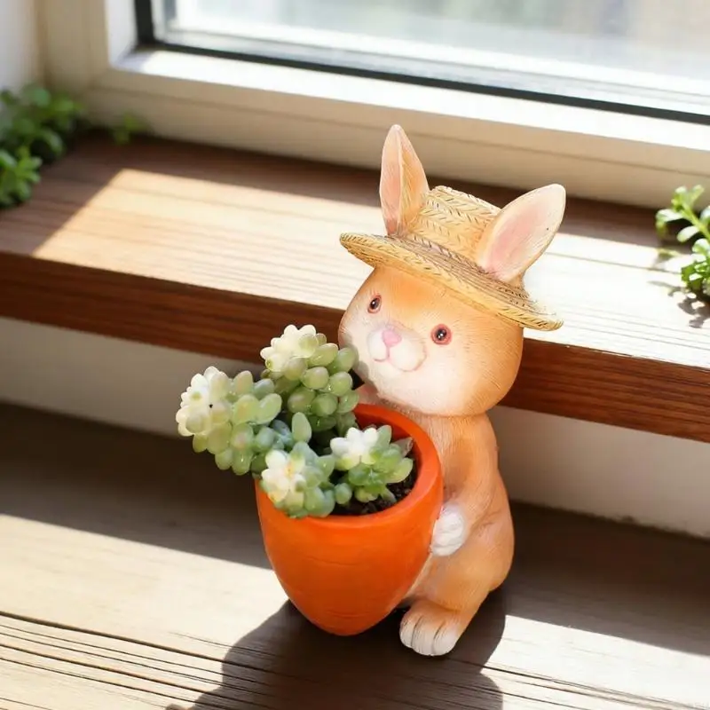 Adorable Rabbit Holding Carrot Resin Planter Flower Pot Container Perfect For Succulents And Small Plant Desktop Decoration 87HA
Adorable Rabbit Holding Carrot Resin Planter Flower Pot Container Perfect For Succulents And Small Plant Desktop Decoration 87HA