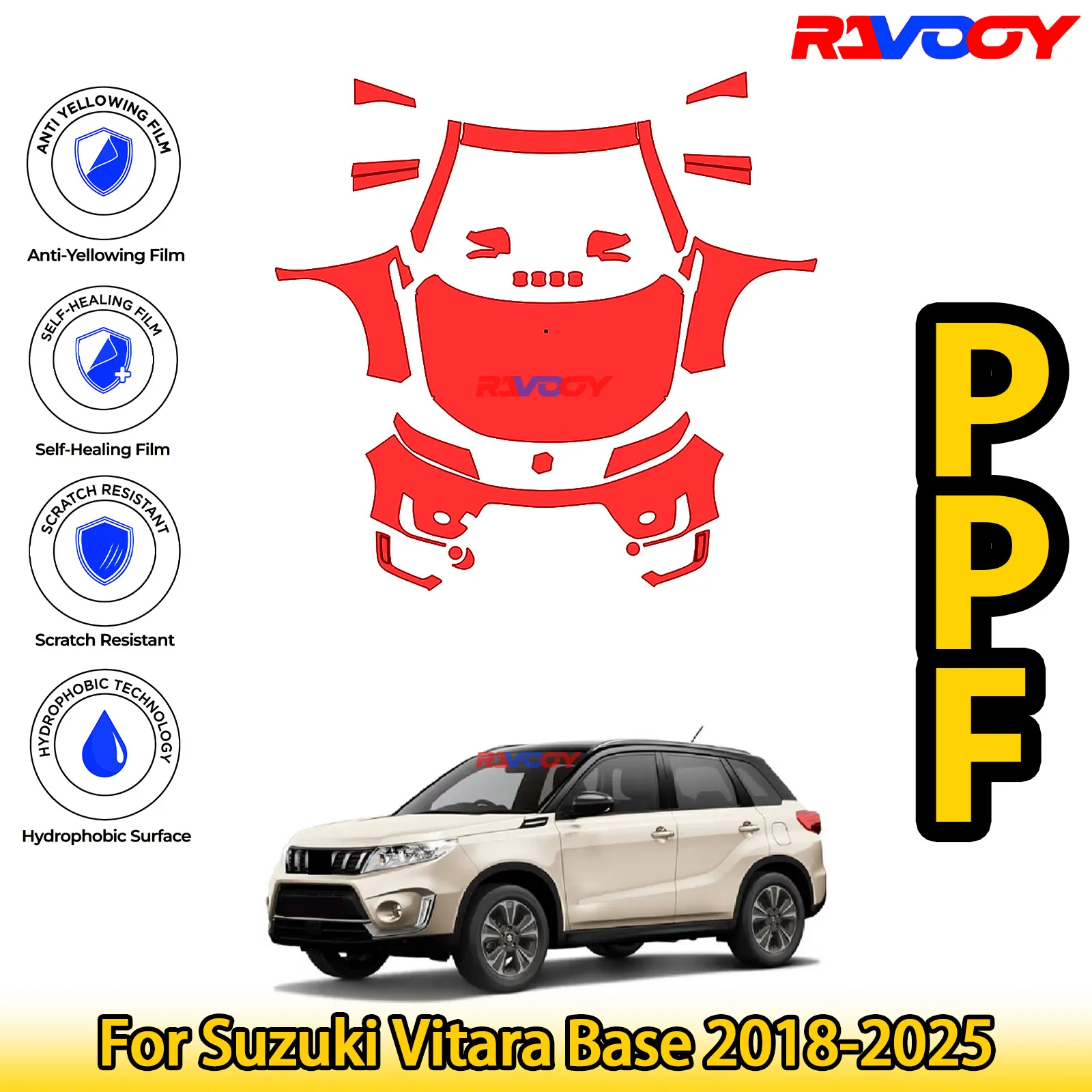 For Suzuki Vitara Base 2018-2025 Glossy Matte Black Precut front PPF Kit Paint Protection Film 
For Suzuki Vitara Base 2018-2025 Glossy Matte Black Precut front PPF Kit Paint Protection Film