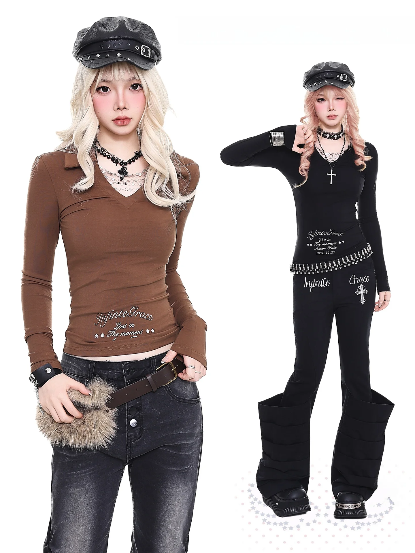 Slim Fit Long Sve V-Ne T-irt Women's Spring Faion Orange Marmalade Chain Decoration Casual Breathable Top
Slim Fit Long Sve V-Ne T-irt Women's Spring Faion Orange Marmalade Chain Decoration Casual Breathable Top