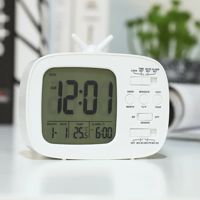 Small Standing Alarm Clock Smart White Noiseless Weather Station Electronic Desk Clock For Children Bedside Table Decor Watch
Small Standing Alarm Clock Smart White Noiseless Weather Station Electronic Desk Clock For Children Bedside Table Decor Watch