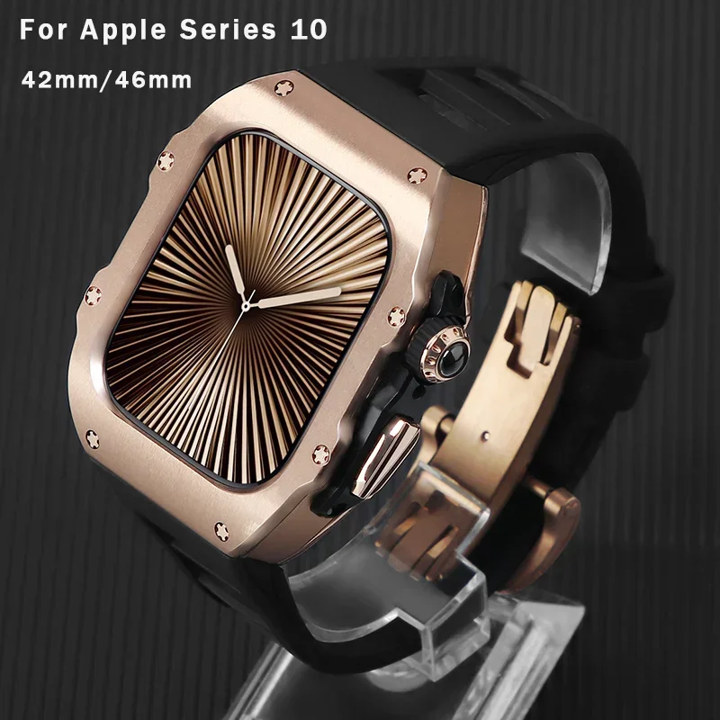 Luxury Modification Kit For Apple Watch 10 46MM Stainless Steel Case For Iwatch Series 10 42MM Fluororubber Butterfly Buckle
Luxury Modification Kit For Apple Watch 10 46MM Stainless Steel Case For Iwatch Series 10 42MM Fluororubber Butterfly Buckle